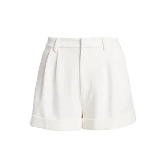 NWT Alice + Olivia Pleated Cuff Conry Shorts Women's Size 0 White Polyester